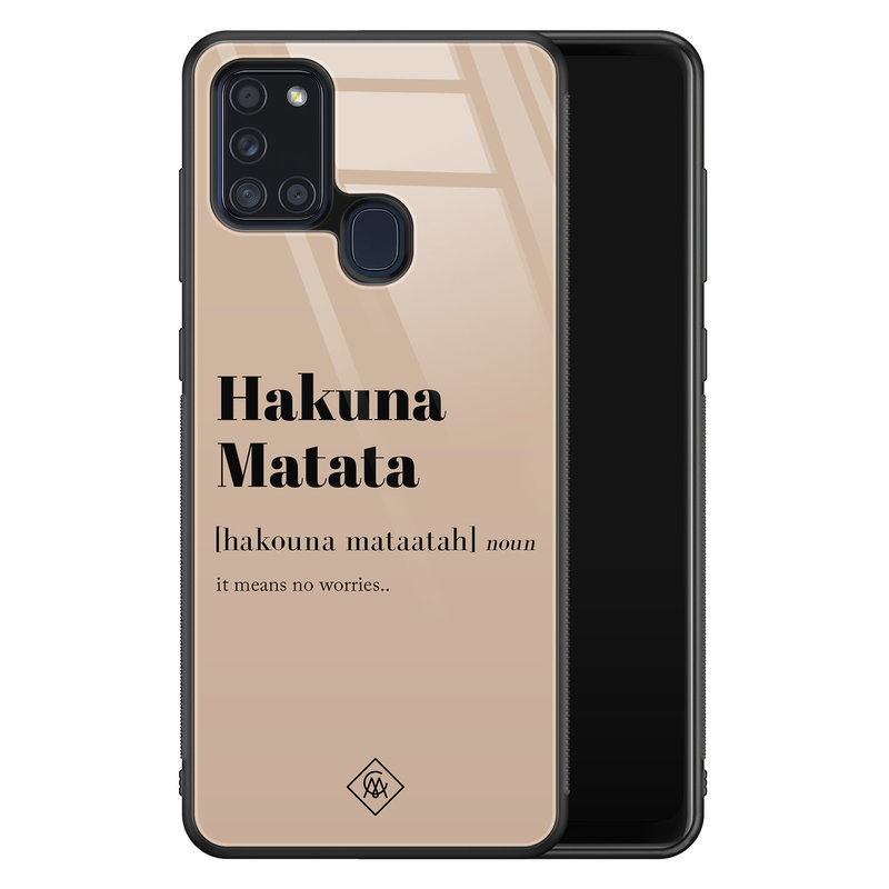 Casimoda Samsung Galaxy A21s glazen hardcase - Hakuna Matata