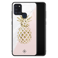 Casimoda Samsung Galaxy A21s glazen hardcase - Ananas