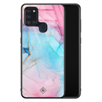 Casimoda Samsung Galaxy A21s glazen hardcase - Marble colorbomb