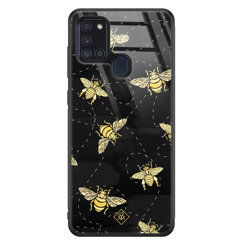 Casimoda Samsung Galaxy A21s glazen hardcase - Bee yourself