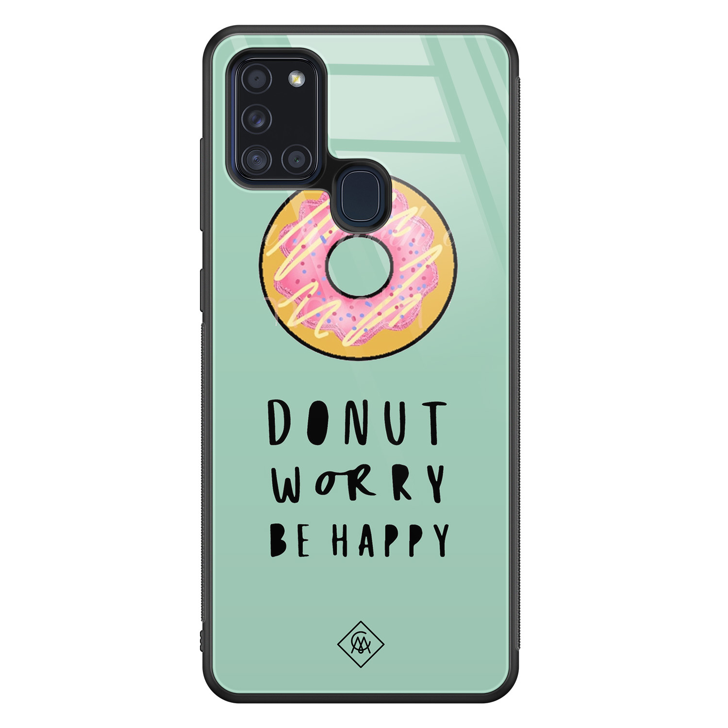 Samsung Galaxy A21s glazen hardcase Donut worry