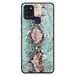 Casimoda Samsung Galaxy A21s glazen hardcase - Baby snake