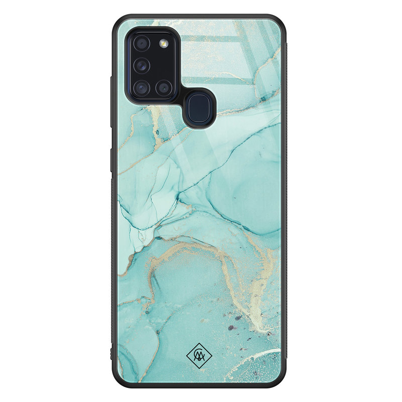 Casimoda Samsung Galaxy A21s glazen hardcase - Touch of mint