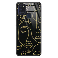 Casimoda Samsung Galaxy A21s glazen hardcase - Abstract faces