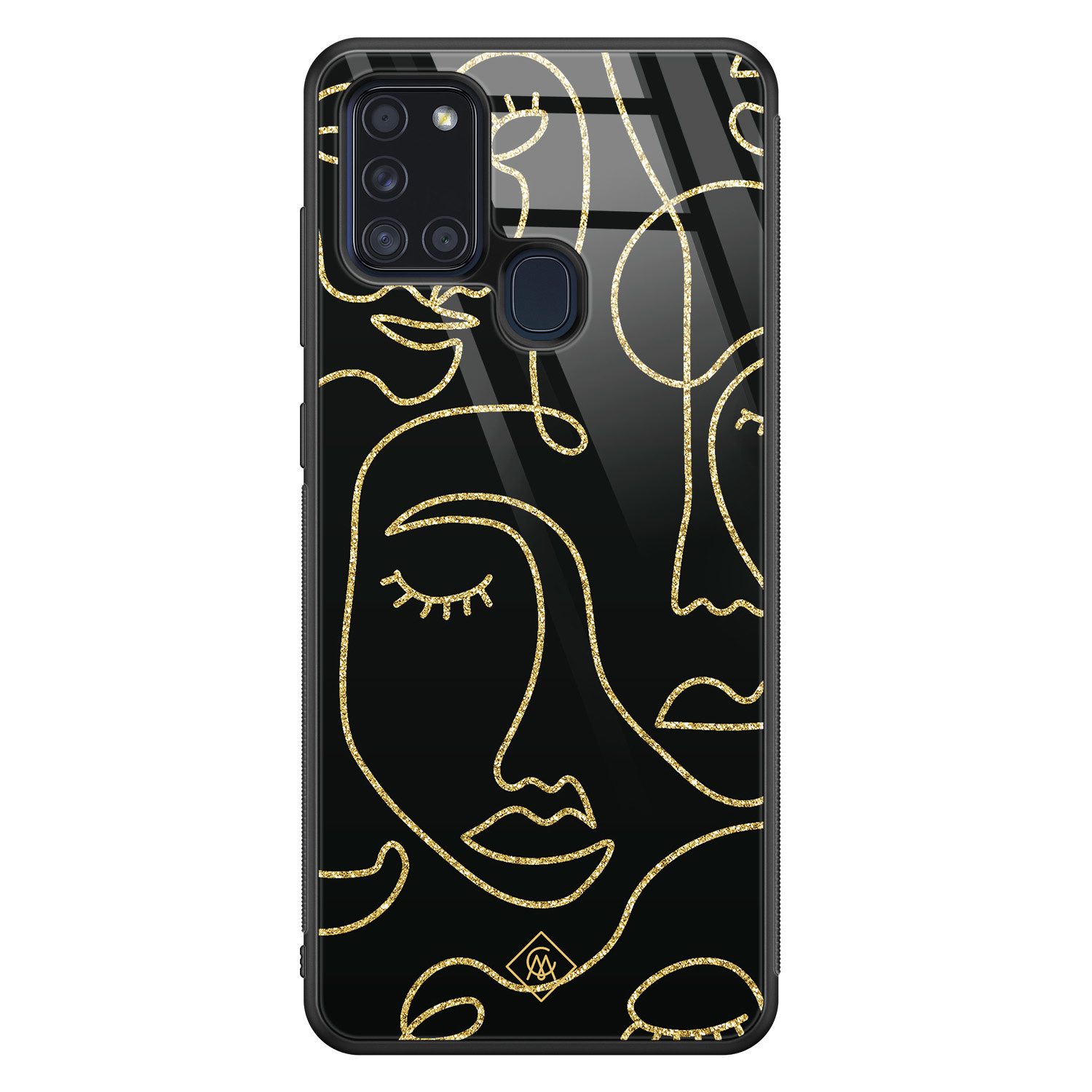 Samsung Galaxy A21s glazen hardcase Abstract faces
