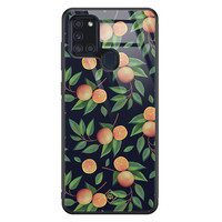 Casimoda Samsung Galaxy A21s glazen hardcase - Orange lemonade