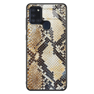 Casimoda Samsung Galaxy A21s glazen hardcase - Golden snake