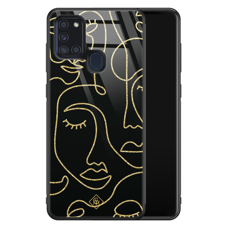 Casimoda Samsung Galaxy A21s glazen hardcase - Abstract faces