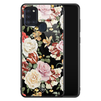 Casimoda Samsung Galaxy A21s glazen hardcase - Flowerpower