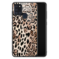 Casimoda Samsung Galaxy A21s glazen hardcase - Golden wildcat