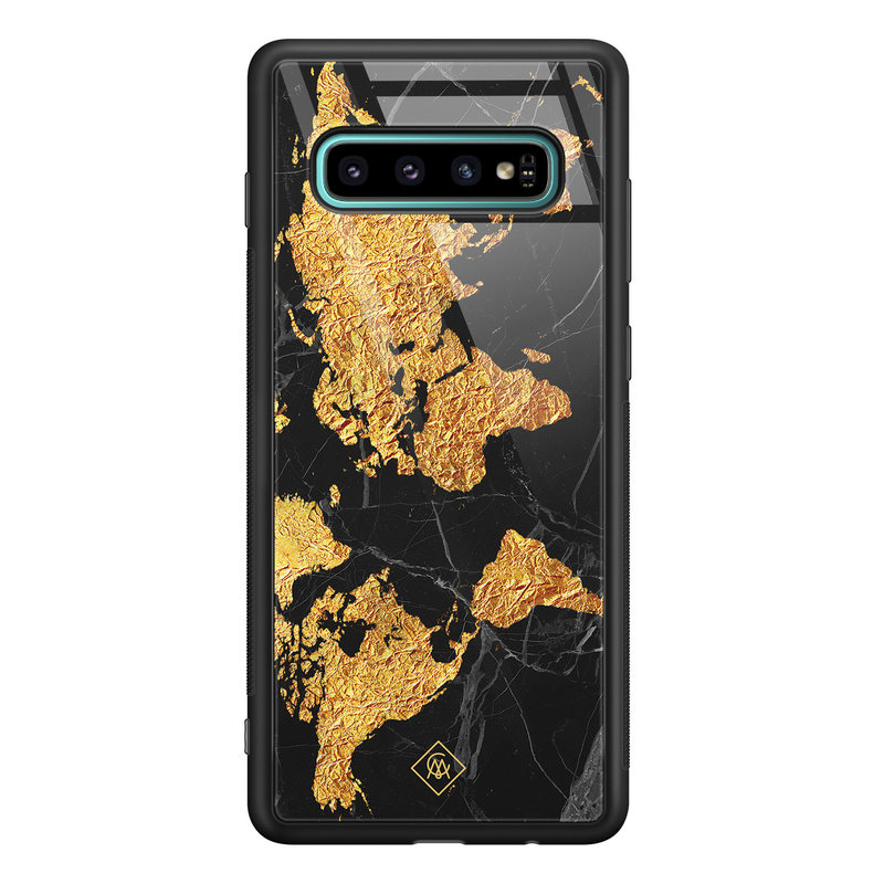 Casimoda Samsung Galaxy S10 Plus glazen hardcase - Wereldkaart