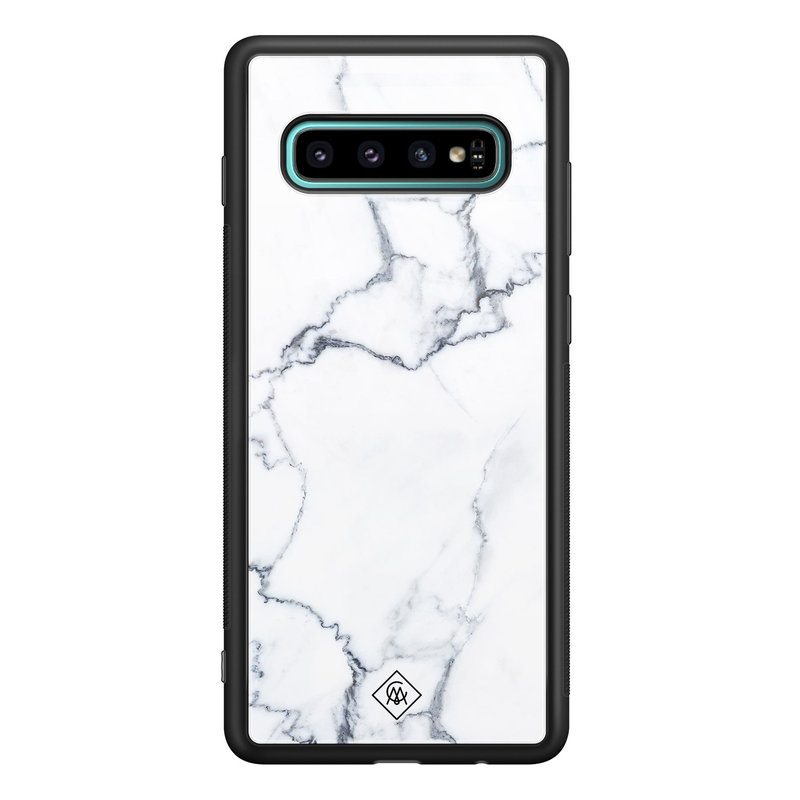 Casimoda Samsung Galaxy S10 Plus glazen hardcase - Marmer grijs