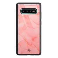 Casimoda Samsung Galaxy S10 Plus glazen hardcase - Marmer roze