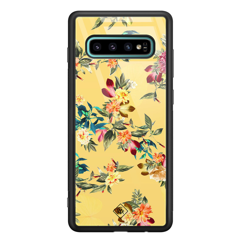 Casimoda Samsung Galaxy S10 Plus glazen hardcase - Florals for days