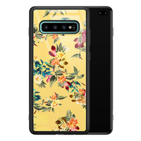 Casimoda Samsung Galaxy S10 Plus glazen hardcase - Florals for days