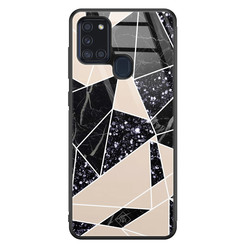 Casimoda Samsung Galaxy A21s glazen hardcase - Abstract painted