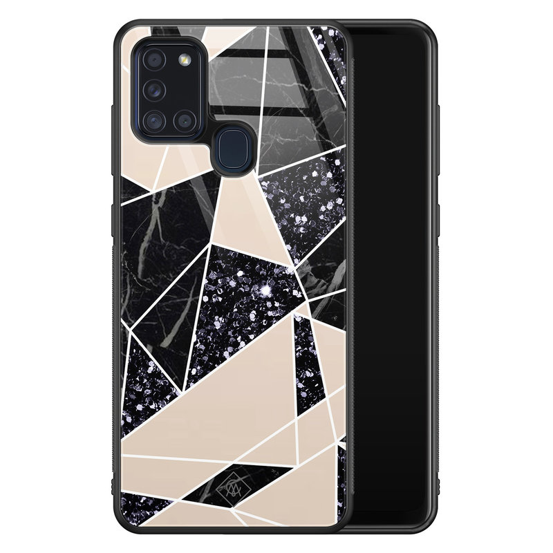 Casimoda Samsung Galaxy A21s glazen hardcase - Abstract painted