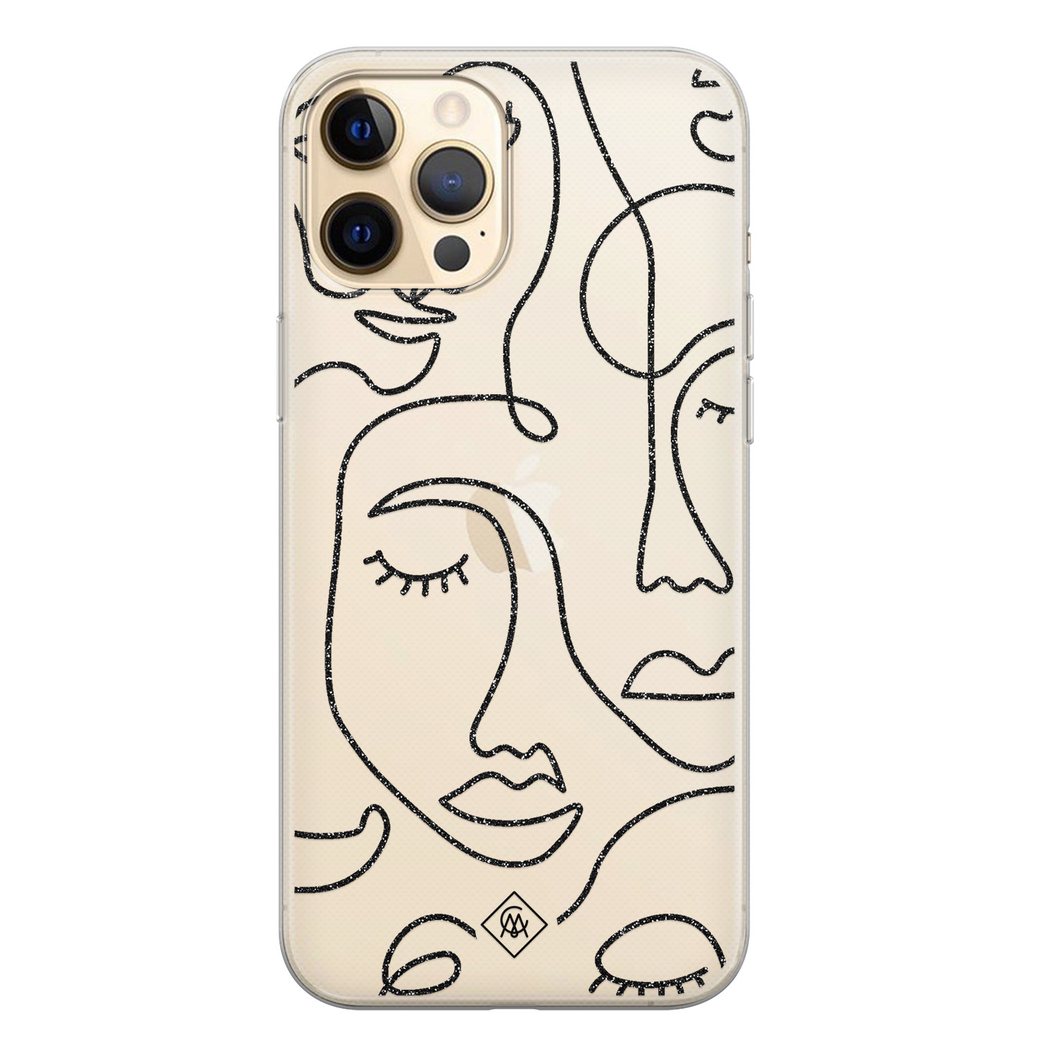 wijs bruid Londen Casimoda iPhone 12 Pro transparant hoesje - Abstract faces - Casimoda.nl