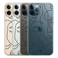 Casimoda iPhone 12 Pro transparant hoesje - Abstract faces