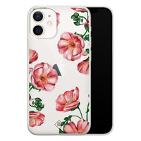 Casimoda iPhone 12 mini transparant hoesje - Red flowers