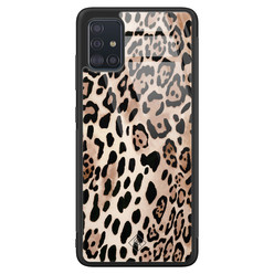 Casimoda Samsung Galaxy A51 glazen hardcase - Golden wildcat