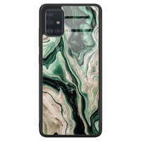 Casimoda Samsung Galaxy A51 glazen hardcase - Green waves