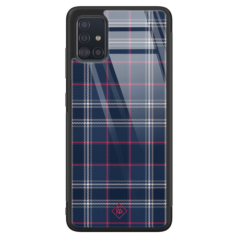 Casimoda Samsung Galaxy A51 glazen hardcase - Tartan blauw