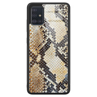 Casimoda Samsung Galaxy A51 glazen hardcase - Golden snake