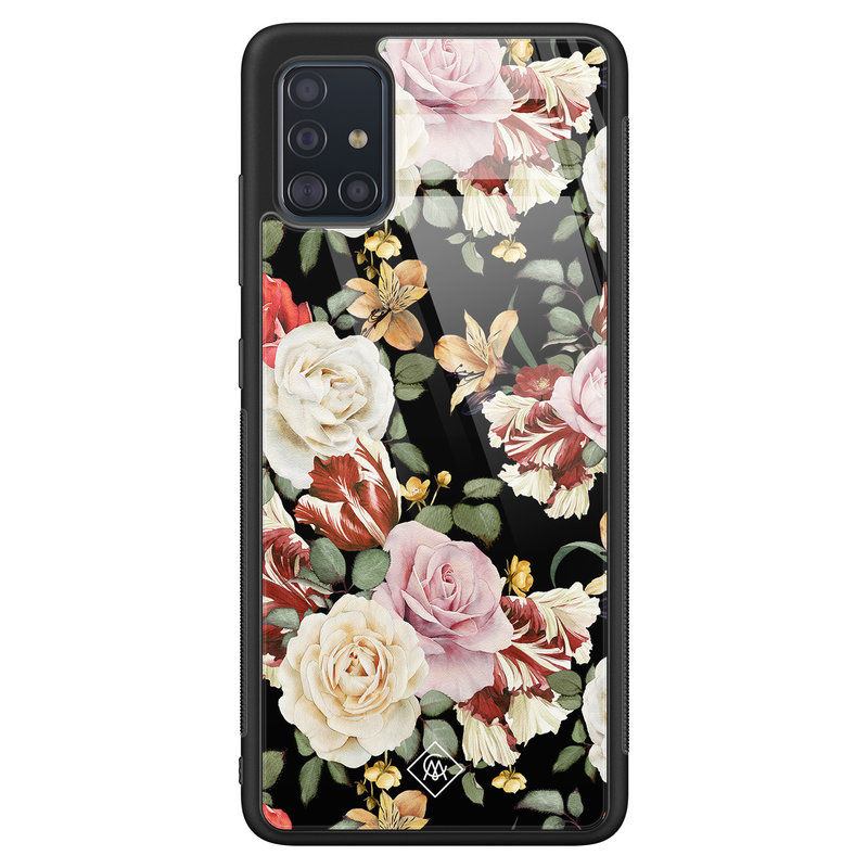 Casimoda Samsung Galaxy A51 glazen hardcase - Flowerpower