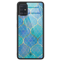 Casimoda Samsung Galaxy A51 glazen hardcase - Geometrisch blauw