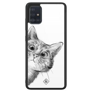 Casimoda Samsung Galaxy A51 glazen hardcase - Peekaboo