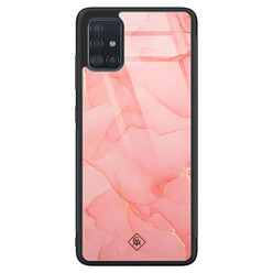 Casimoda Samsung Galaxy A51 glazen hardcase - Marmer roze