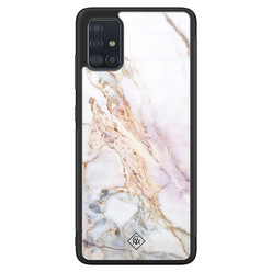 Casimoda Samsung Galaxy A51 glazen hardcase - Parelmoer marmer