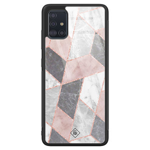 Casimoda Samsung Galaxy A51 glazen hardcase - Stone grid