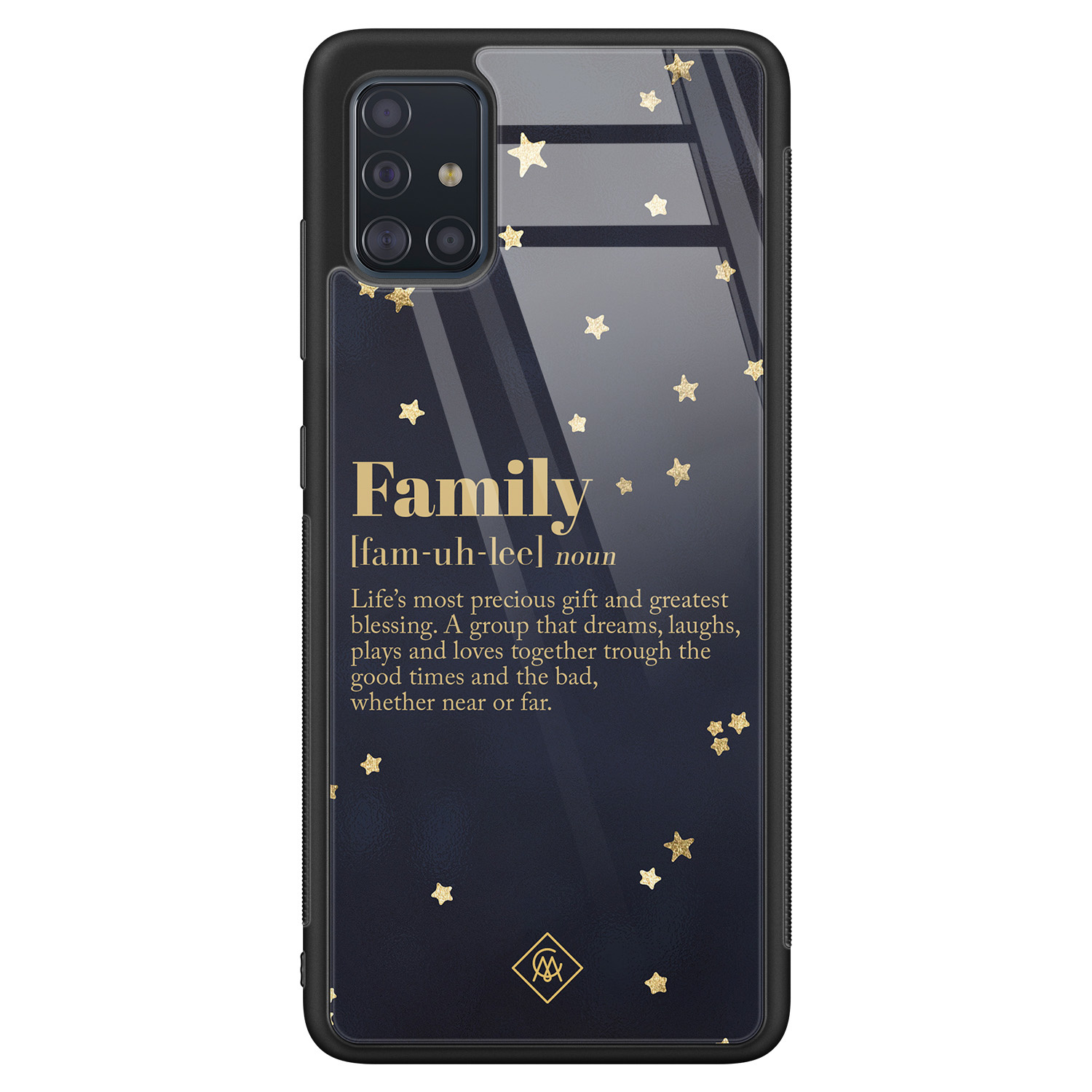 Samsung Galaxy A51 glazen hardcase Family is everything