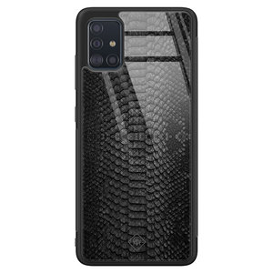 Casimoda Samsung Galaxy A51 glazen hardcase - Black snake