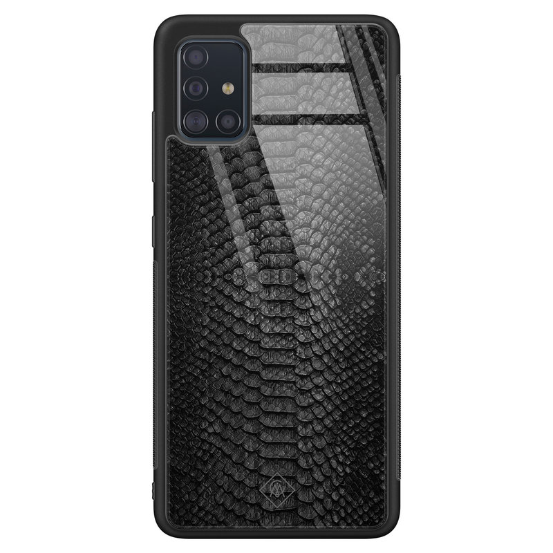 Casimoda Samsung Galaxy A51 glazen hardcase - Black snake