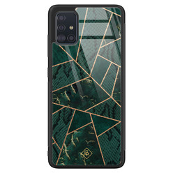 Casimoda Samsung Galaxy A51 glazen hardcase - Abstract groen