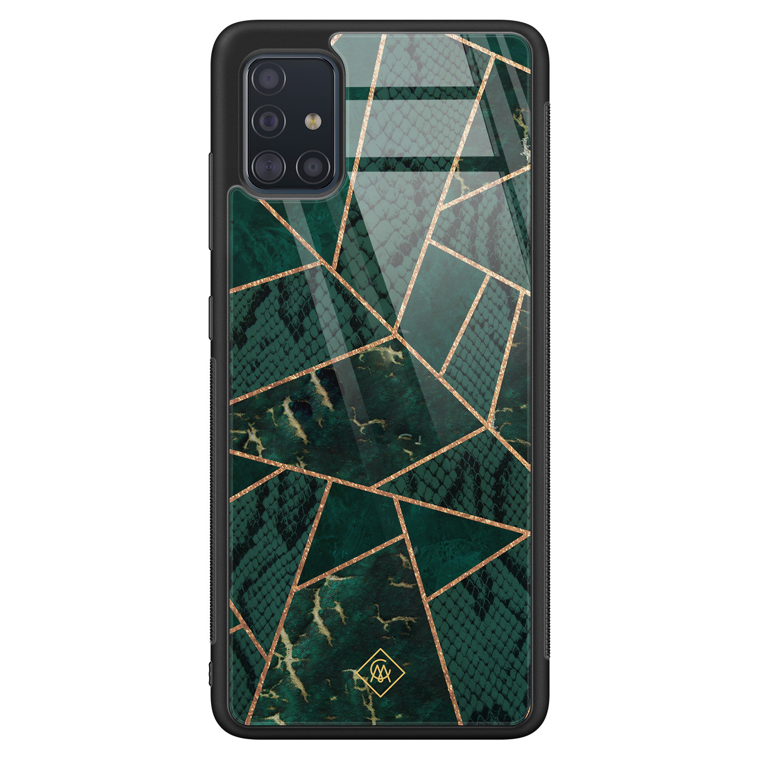 Samsung Galaxy A51 glazen hardcase Abstract groen