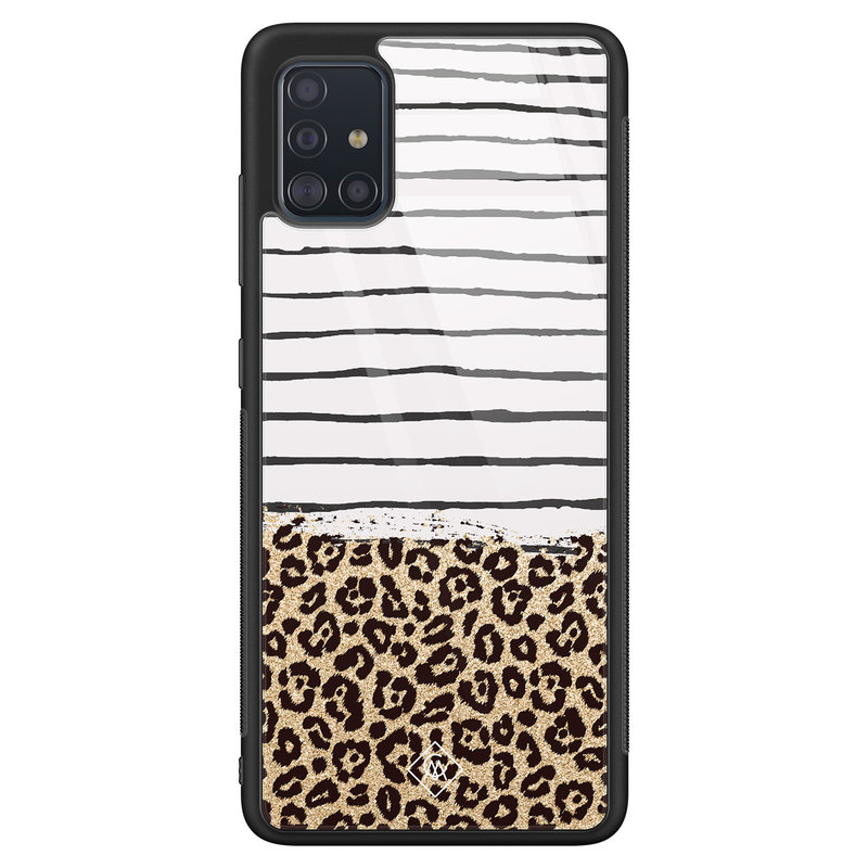 Casimoda Samsung Galaxy A51 glazen hardcase - Leopard lines