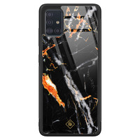 Casimoda Samsung Galaxy A51 glazen hardcase - Marmer zwart oranje