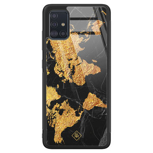 Casimoda Samsung Galaxy A51 glazen hardcase - Wereldkaart