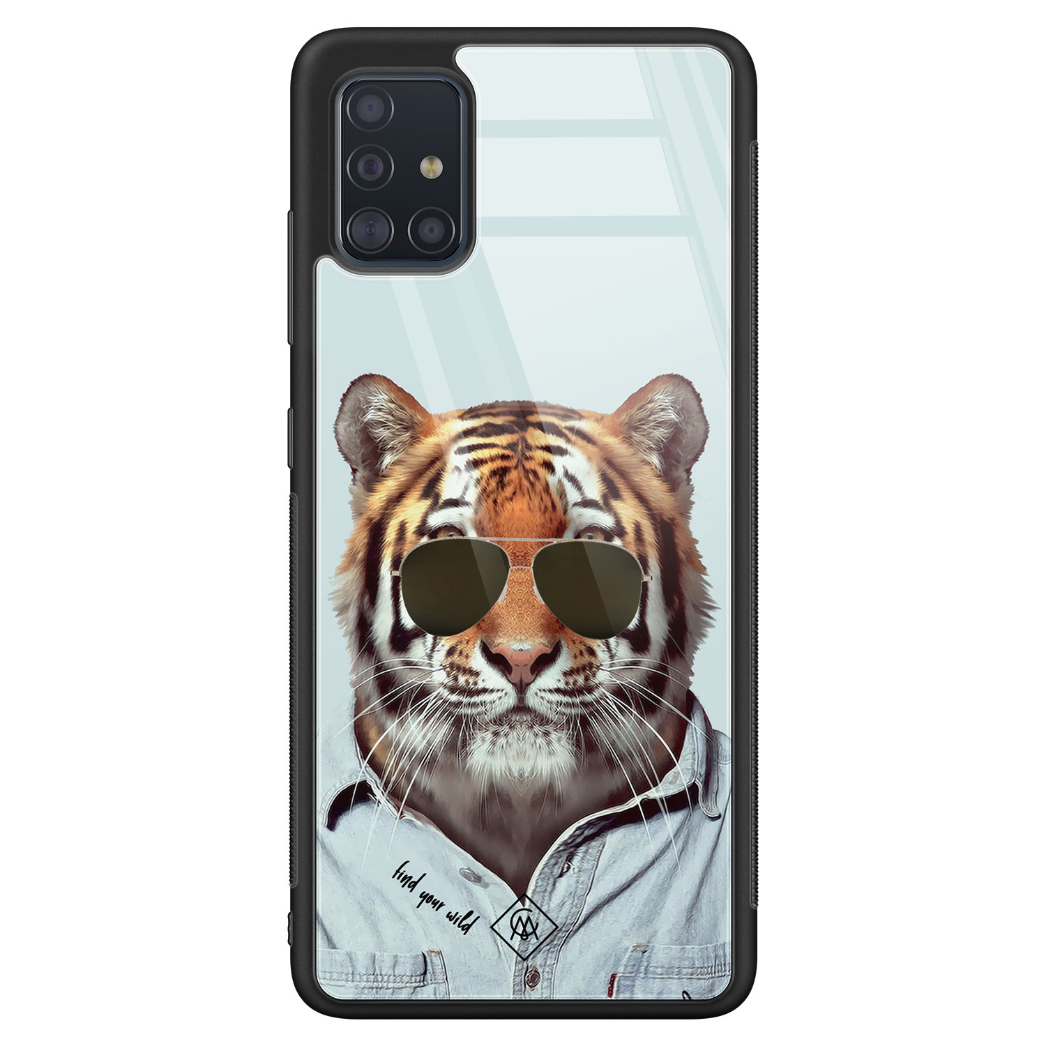 Samsung Galaxy A51 glazen hardcase Tijger wild