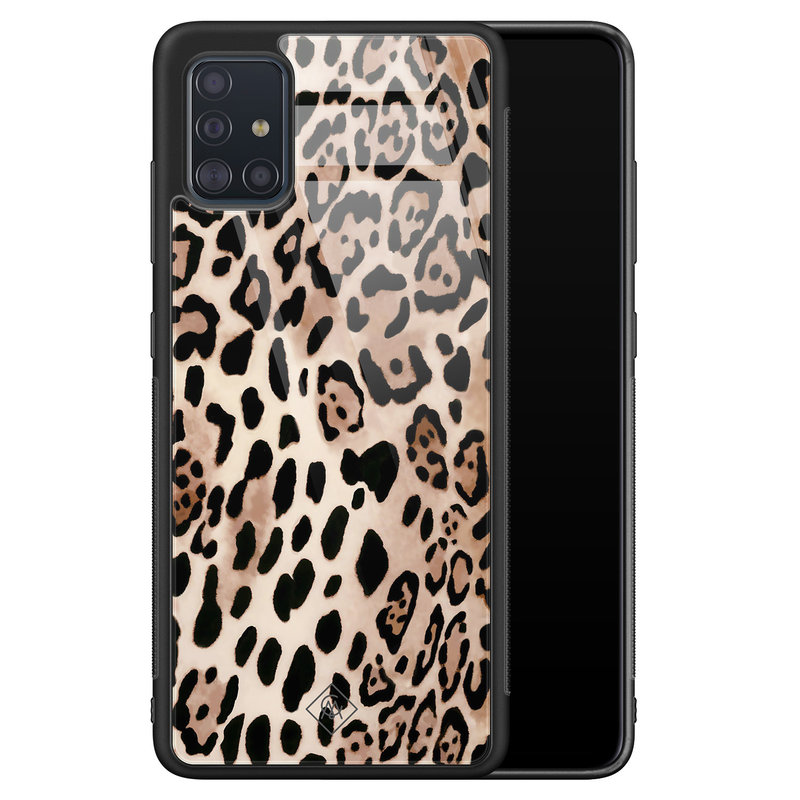 Casimoda Samsung Galaxy A51 glazen hardcase - Golden wildcat