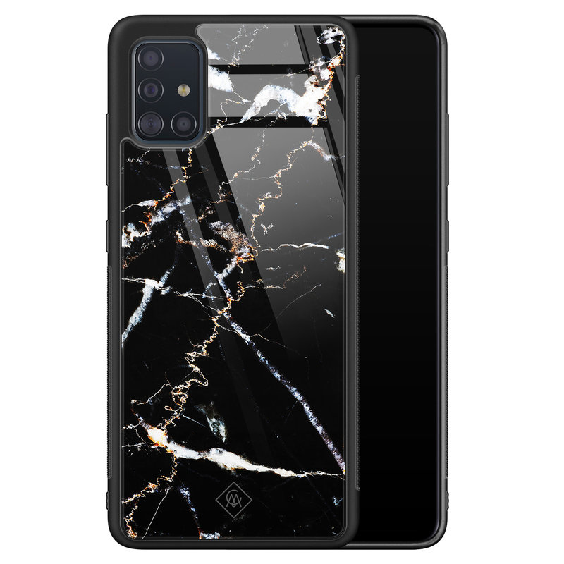 Casimoda Samsung Galaxy A51 glazen hardcase - Marmer zwart