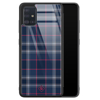 Casimoda Samsung Galaxy A51 glazen hardcase - Tartan blauw