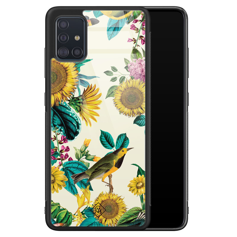 Casimoda Samsung Galaxy A51 glazen hardcase - Sunflowers