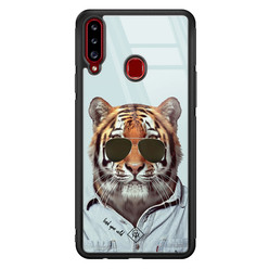 Casimoda Samsung Galaxy A20s glazen hardcase - Tijger wild