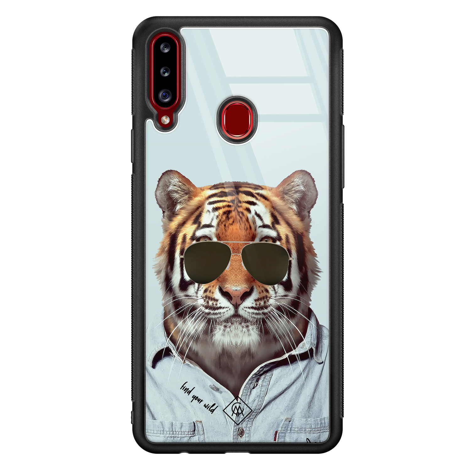 Samsung Galaxy A20s glazen hardcase Tijger wild
