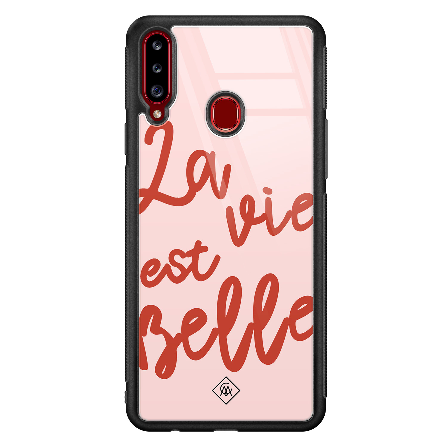 Samsung Galaxy A20s glazen hardcase La vie est belle